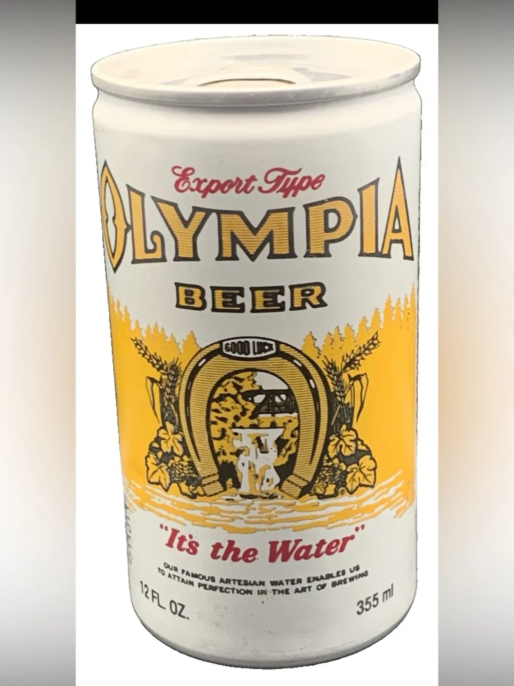 Vintage Beer Can Olympia Beer It's In The Water Export Type Pull Tab Empty